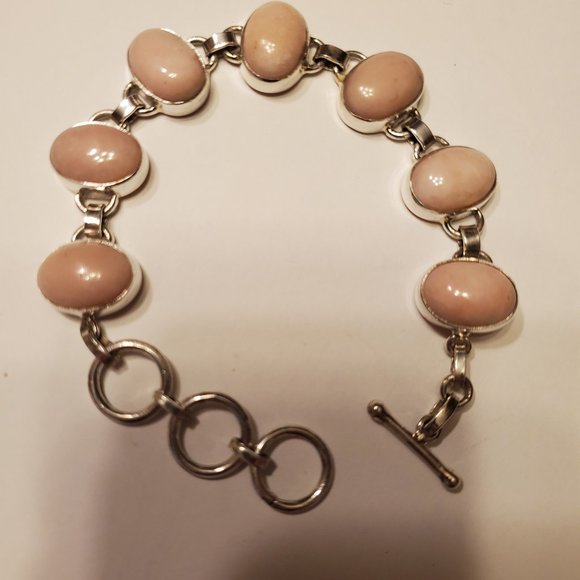 PINK  OPAL  STERLING  SILVER  BRACELET - Picture 5 of 10